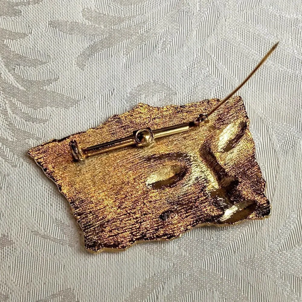 Vintage JJ Jonette Gold Finish Art Deco Brooch